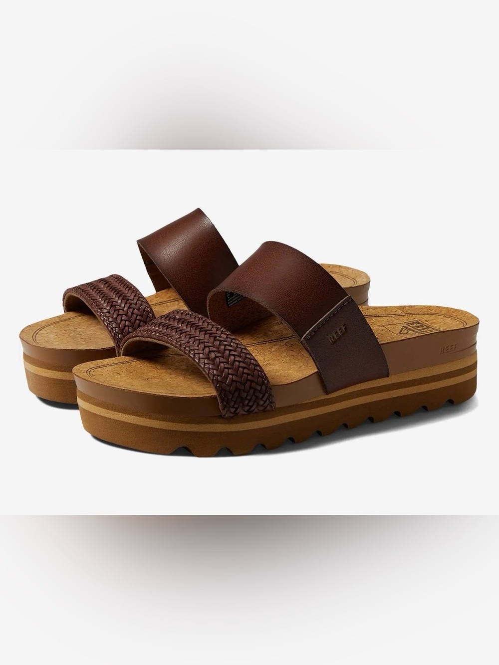 Reef Cushion Bounce Vista Hi Double Strap Chocolate Braid sandals size 9 $69.99